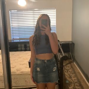 Mid Rise Skirt light blue wash rarely warm